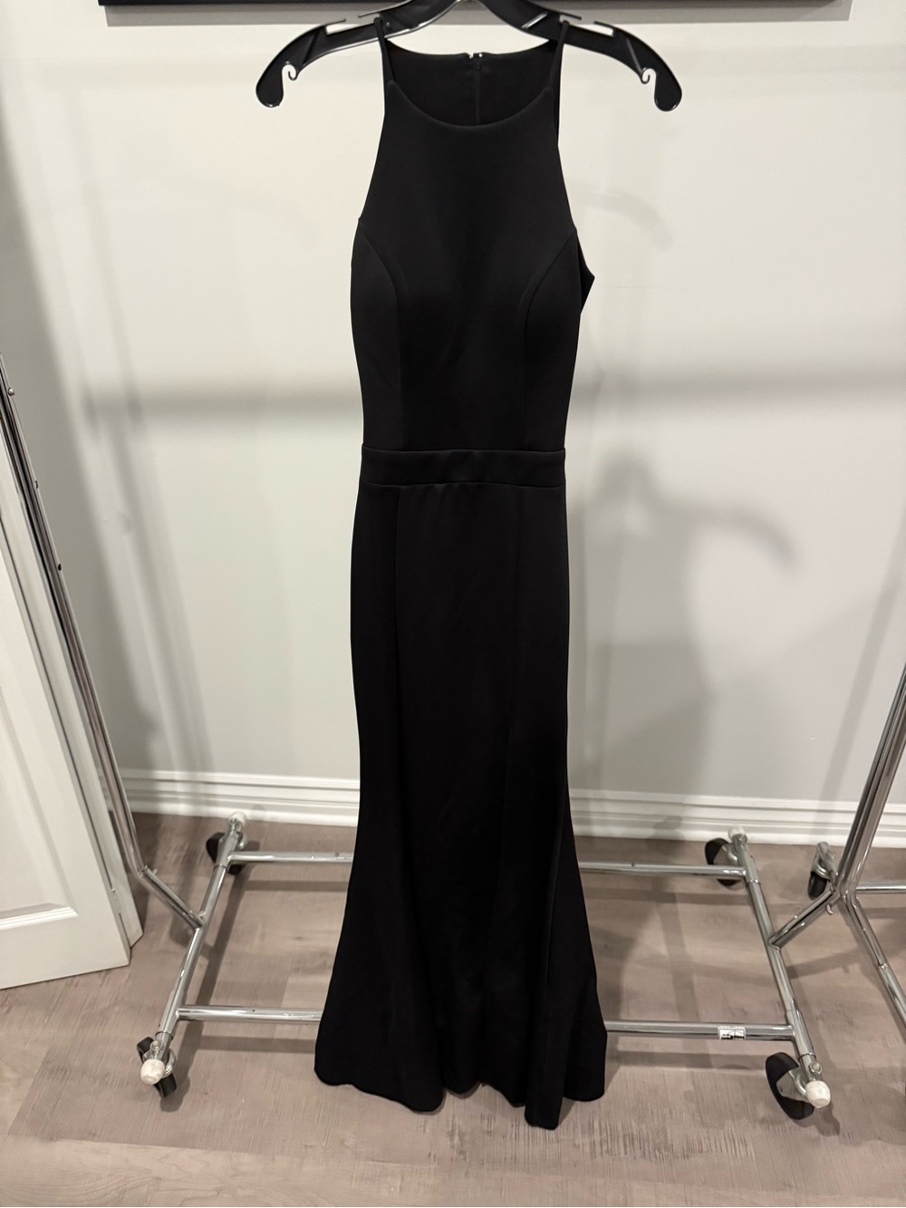 KALINNU black high-neck mermaid maxi dress.